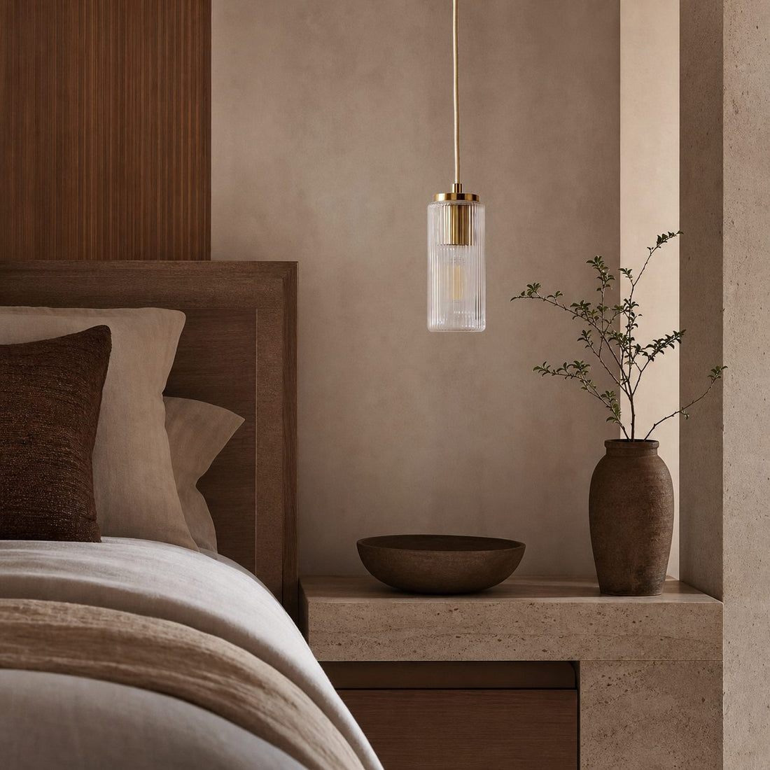 Rivora Fluted Glass Pendant Light – Modern Ribbed Shade