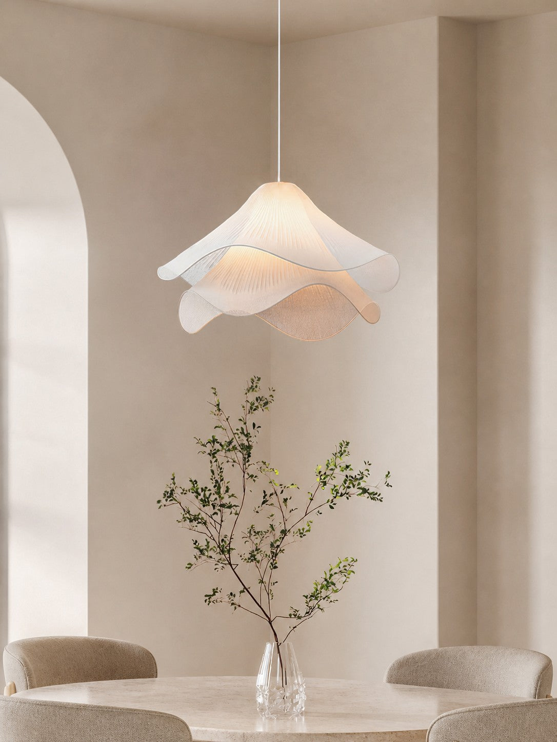 Ethereal Bloom French Floral Pleated Fabric Pendant Light