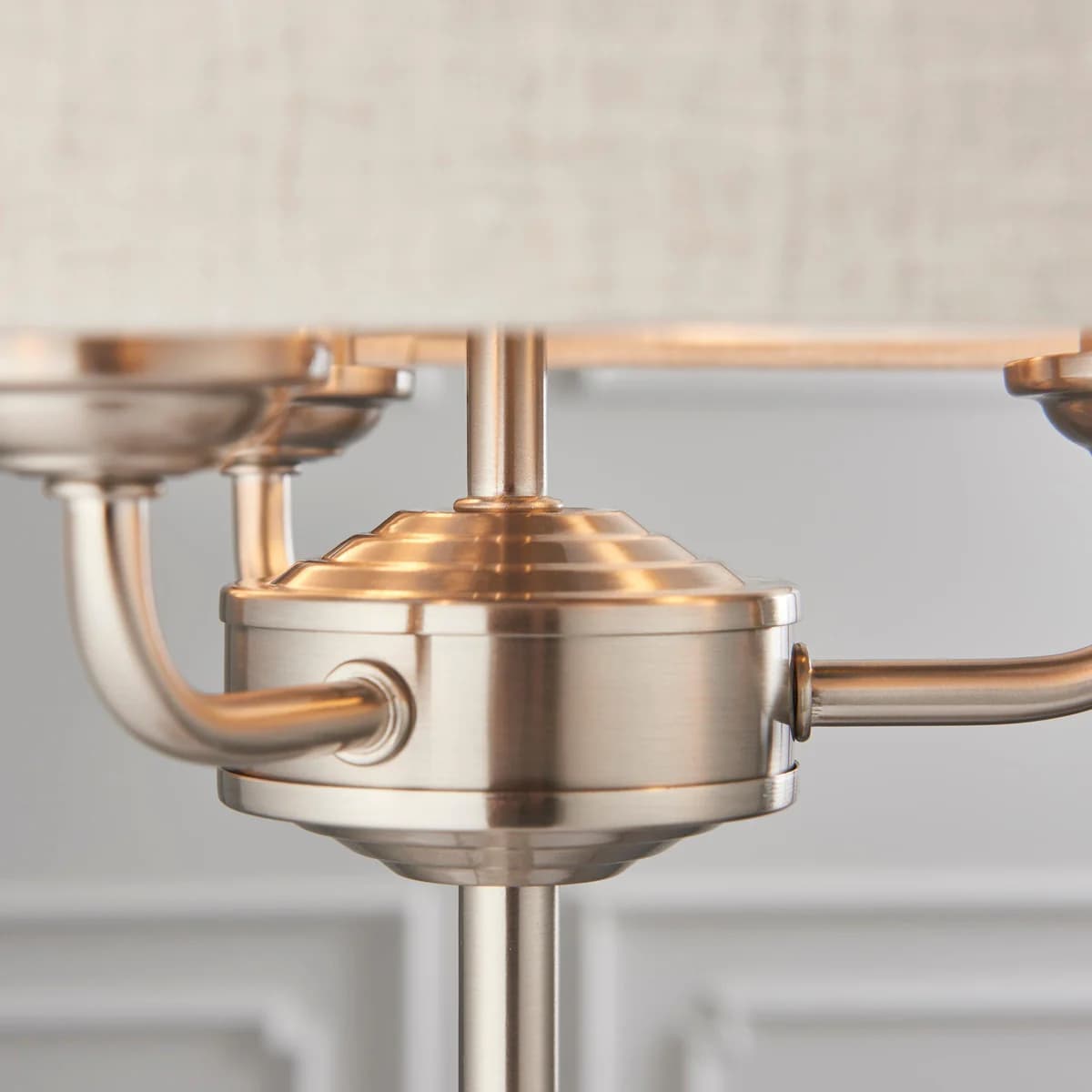 Tela 1‑Light and 3‑Light Table Lamp – Modern Linen & Metal for Bedside or Living Room