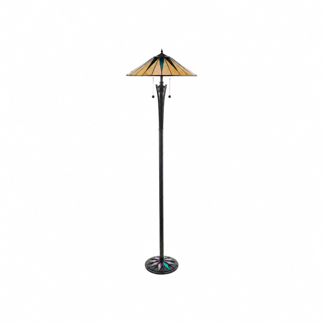 TF Dark Star Tiffany Art Glass Floor Lamp – Vintage-Inspired Metal Base Accent Lighting