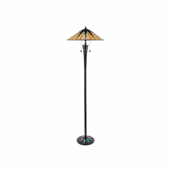 TF Dark Star Tiffany Art Glass Floor Lamp – Vintage-Inspired Metal Base Accent Lighting