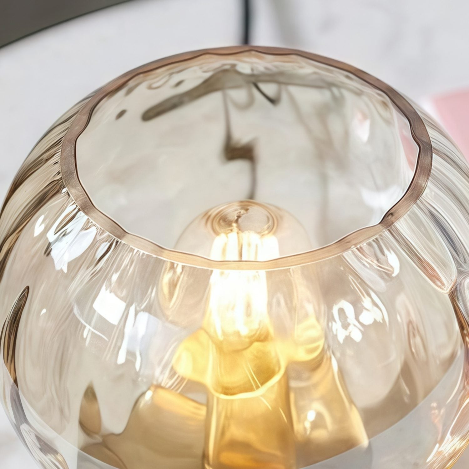Tracian Modern Dimple Globe Table Lamp – Brass Ambient Decorative Lamp for Bedroom or Lounge