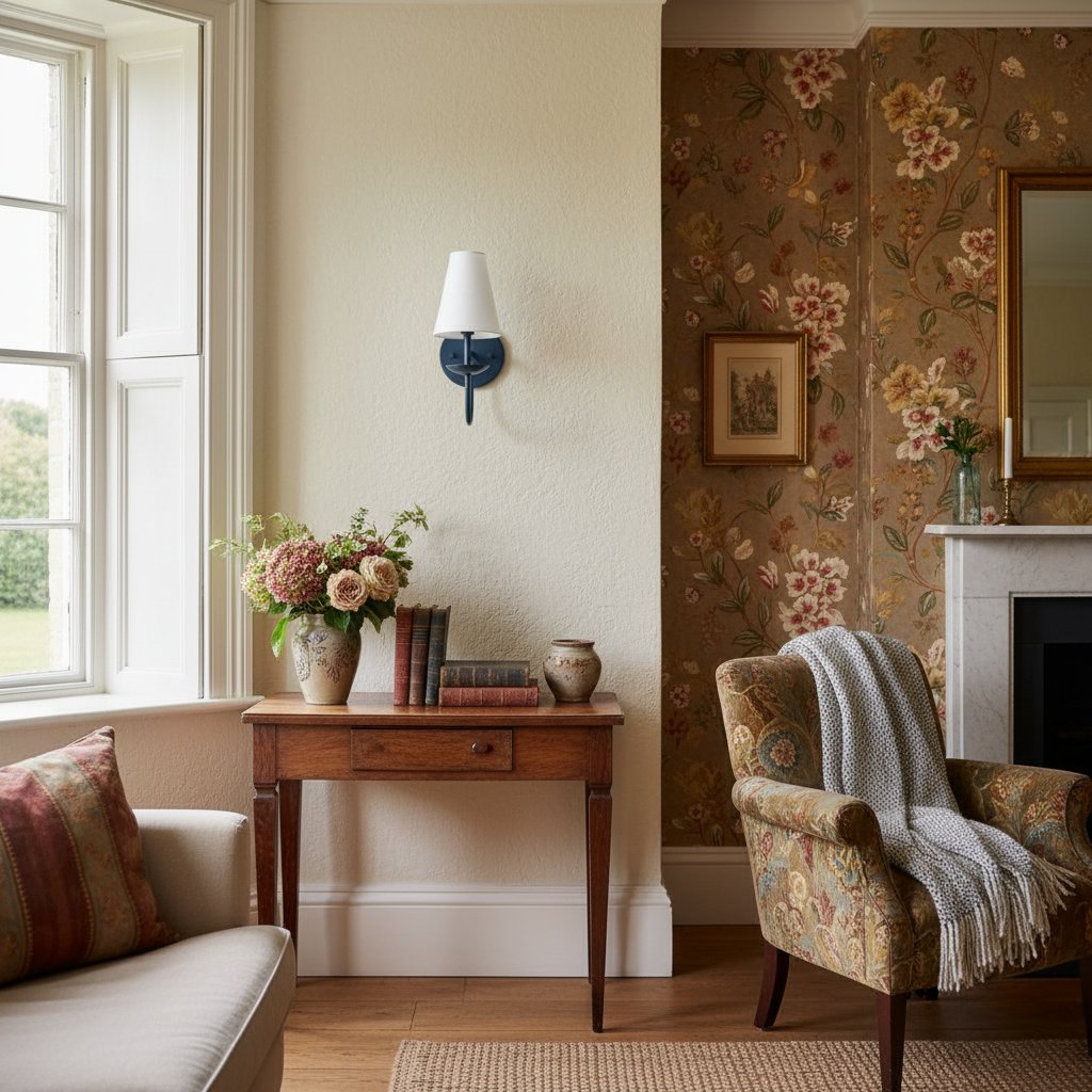 Curva Metal White Linen Sconce - Classic Brass Wall Light for Bedrooms