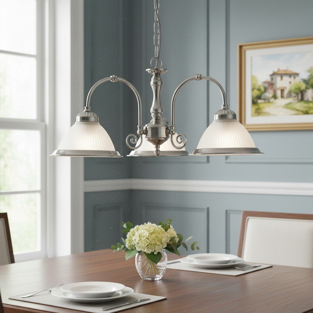 TF Vintora Ribbed Glass Pendant Light – Elegant Metal Trim for Kitchens, Dining Areas and Hallways