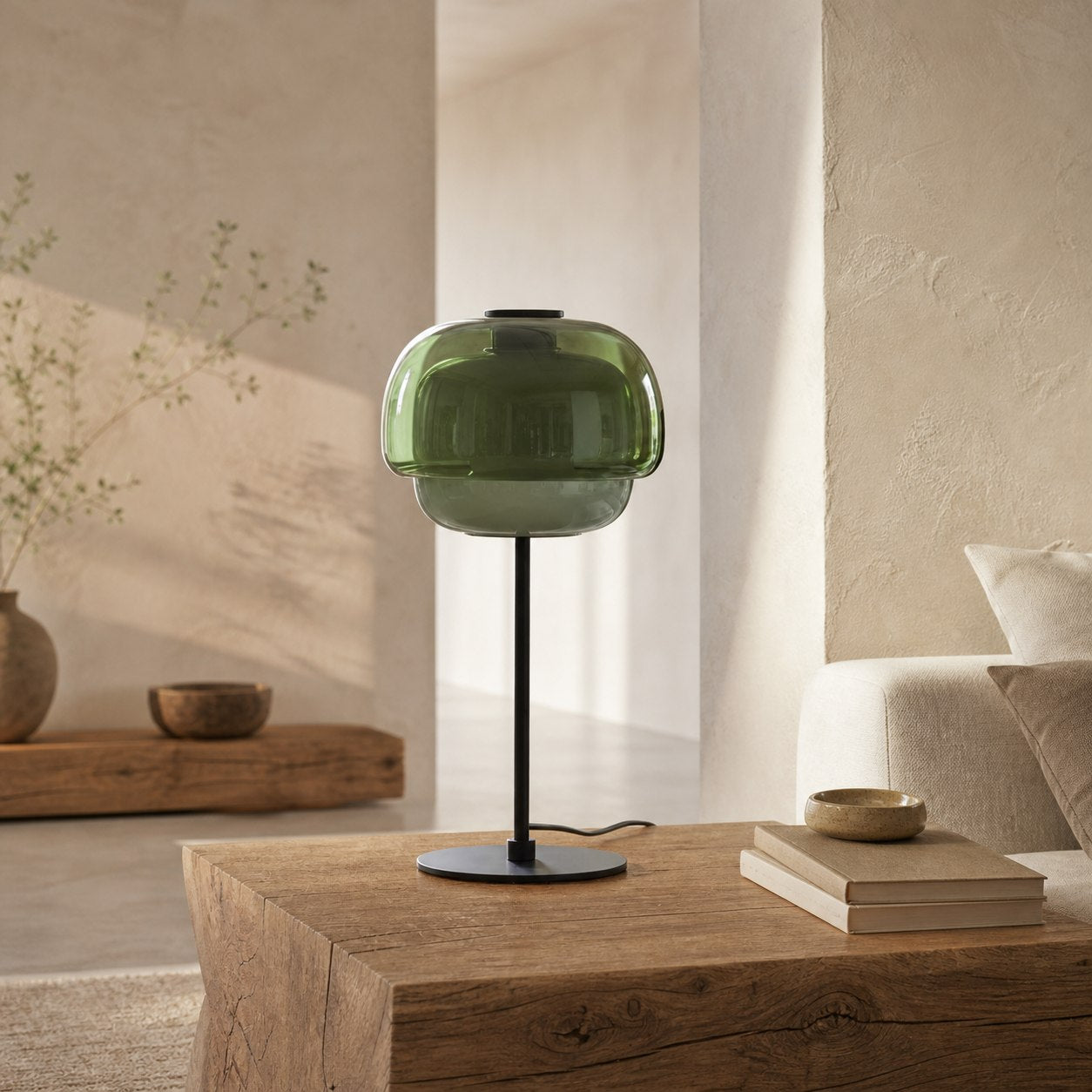 Clinco Modern Retro Glass Table Lamp - Mushroom Double Shade Design