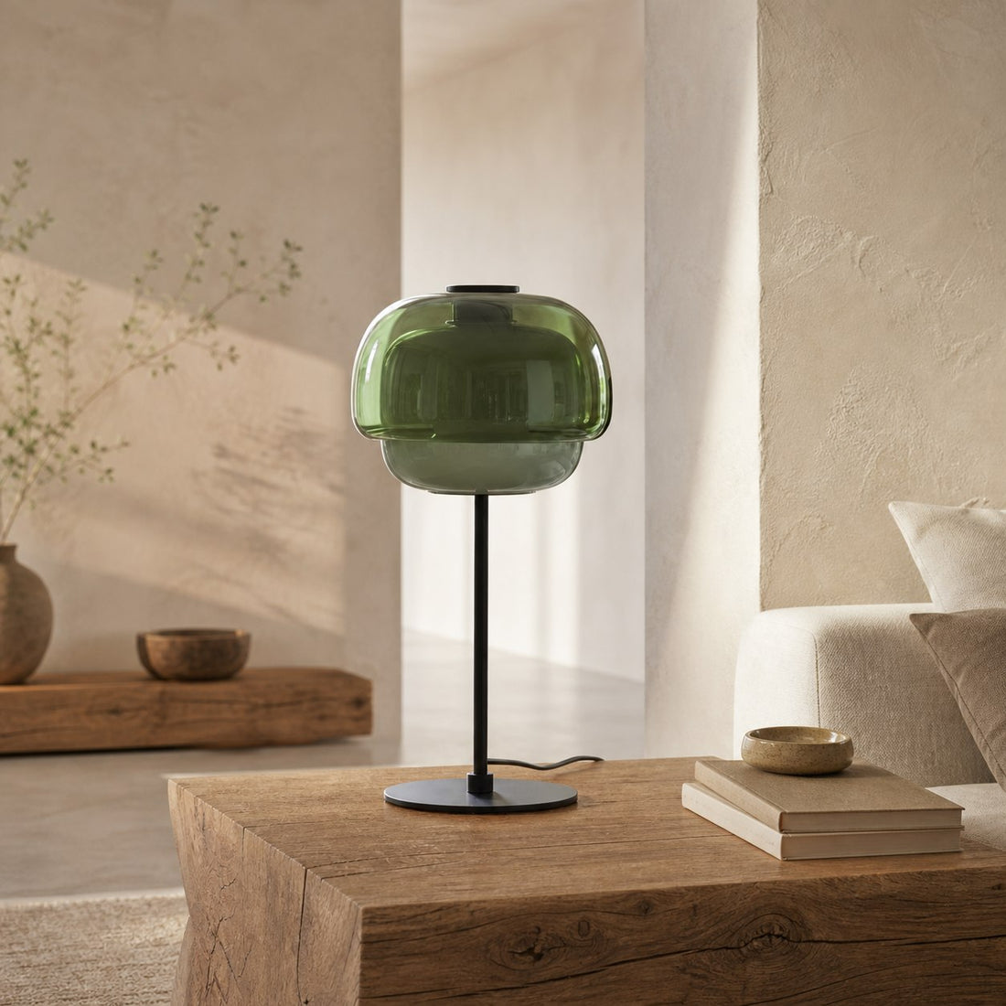 Clinco Modern Retro Glass Table Lamp - Mushroom Double Shade Design