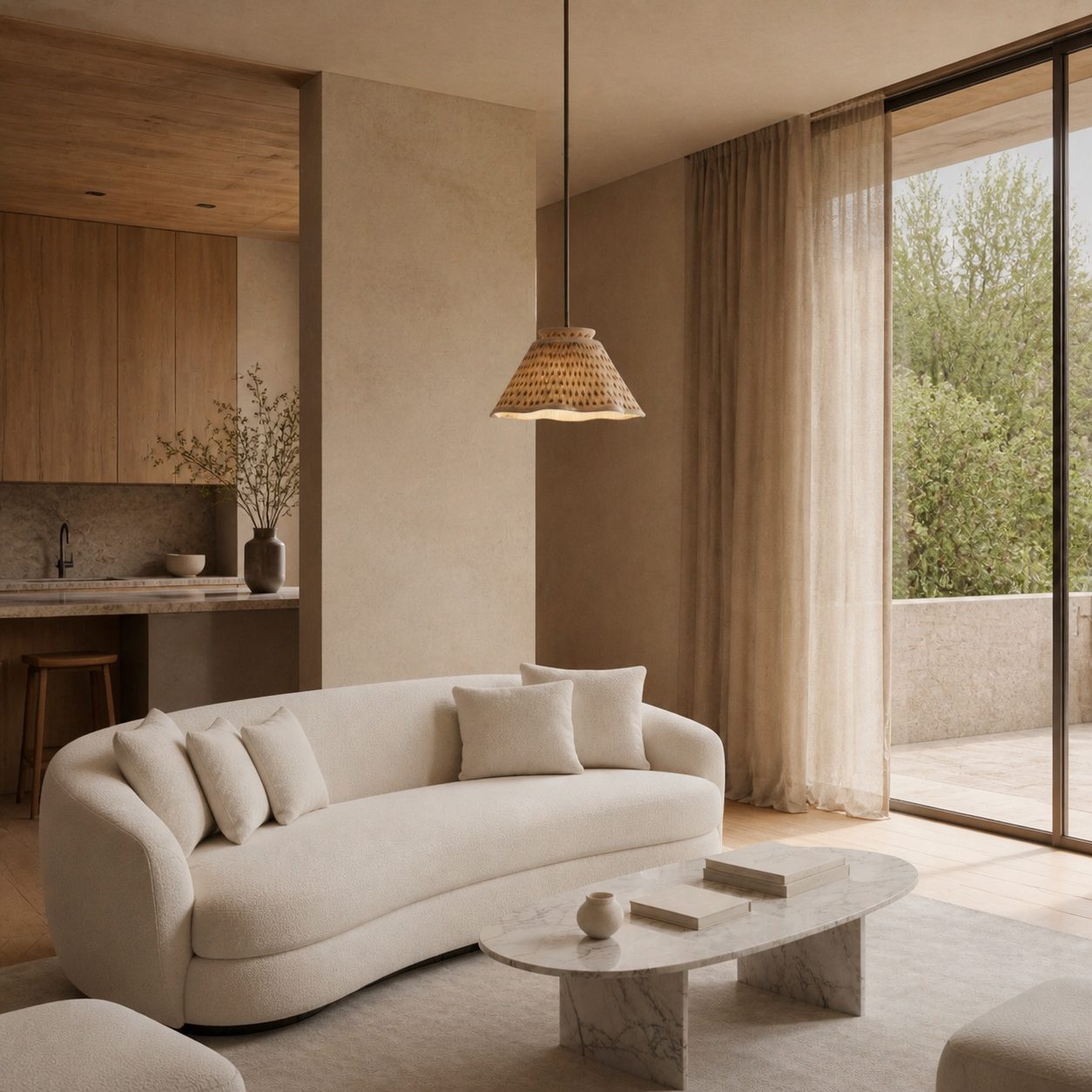 Florevian Modern Linen Pendant Lamp - Art-Inspired Statement Lighting for Dining Space