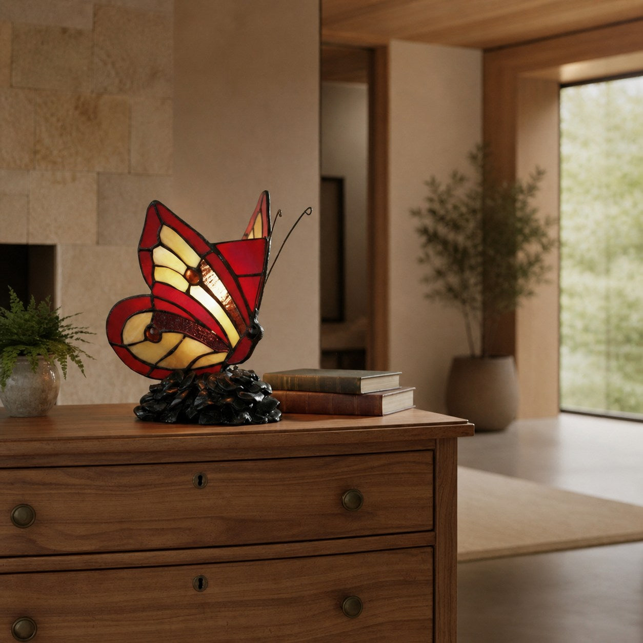 TF Butterfly Table Lamp – Nature-Inspired Glass Design Perfect for Living Rooms or Hallways