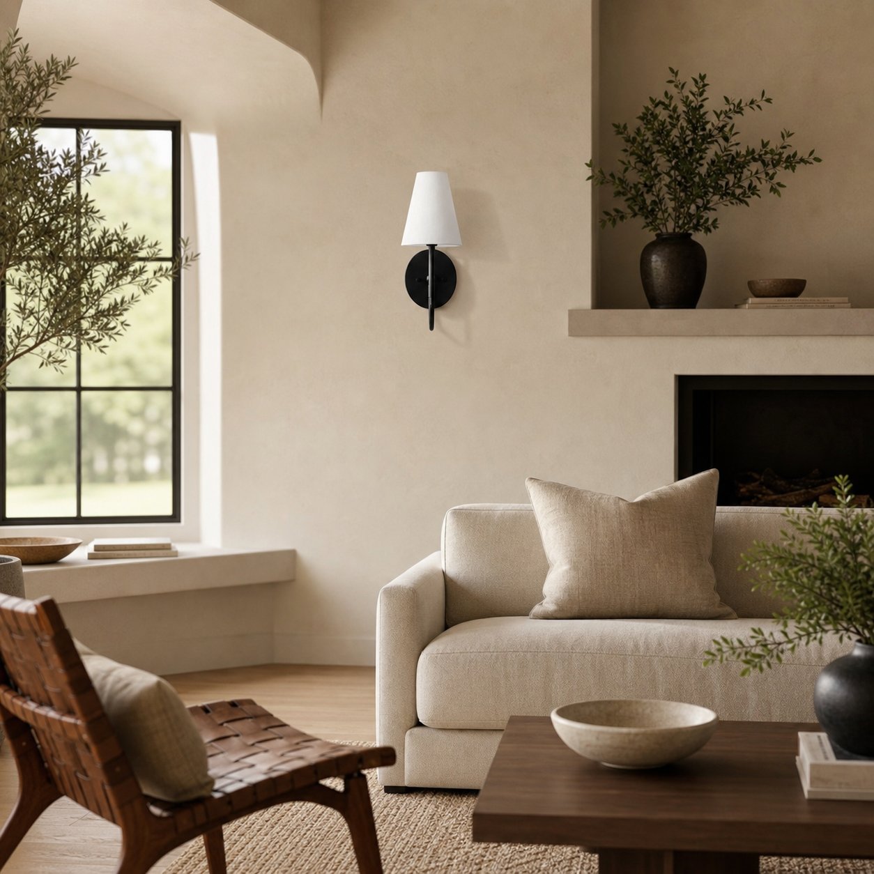 Curva Metal Collection Traditional Wall Light - Brass Finish with Shade