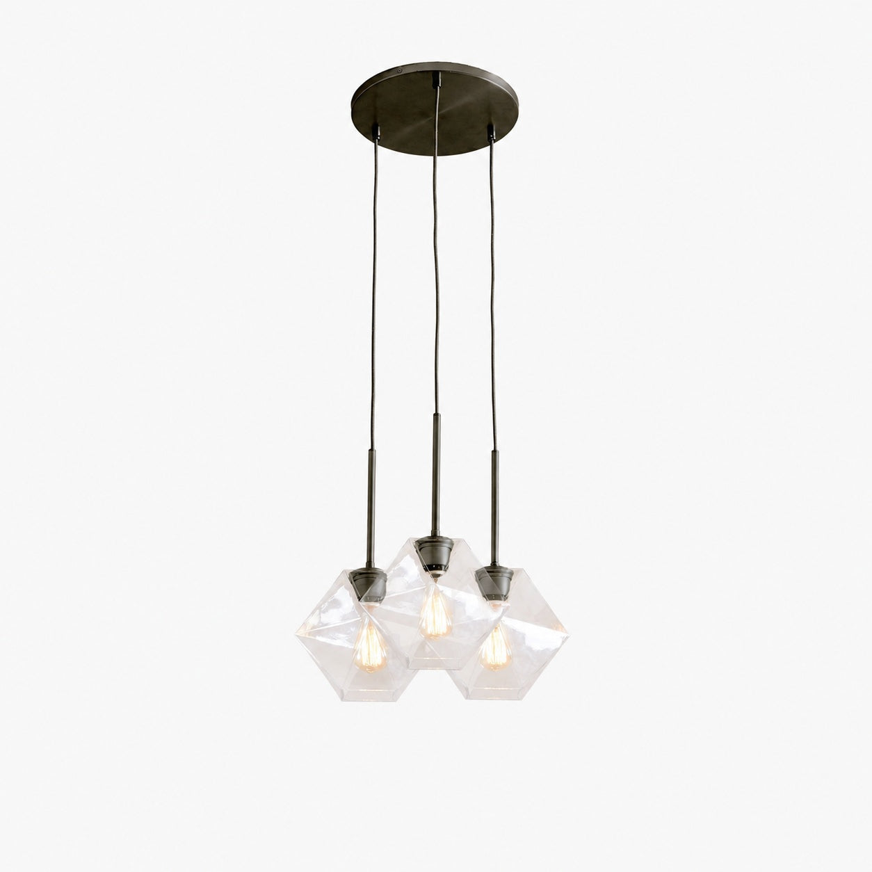 Talvior Sculptural Lighting - 3-Light Faceted Chandelier in Versatile Finishes | Explore Collection