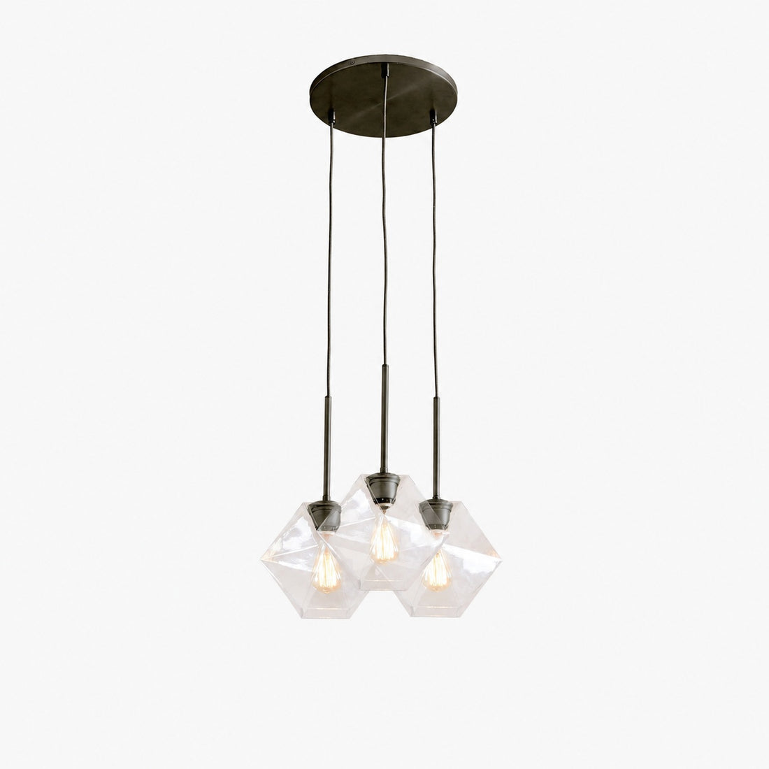 Talvior Sculptural Lighting - 3-Light Faceted Chandelier in Versatile Finishes | Explore Collection