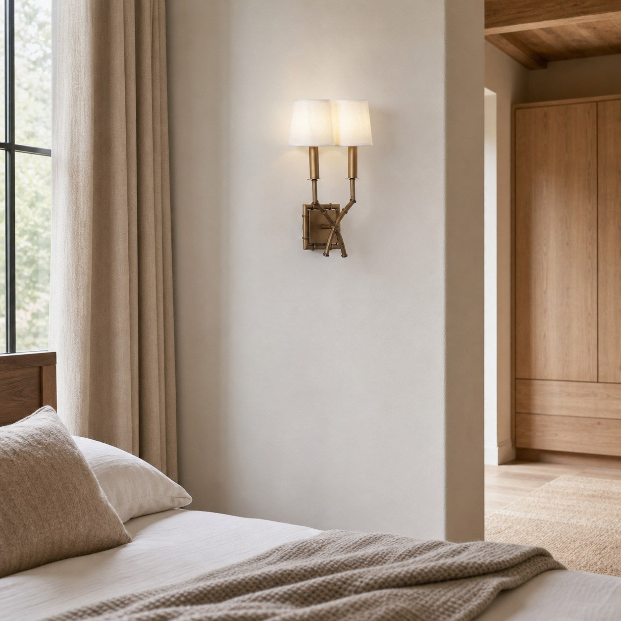 Double Arm Bamboo Sconce