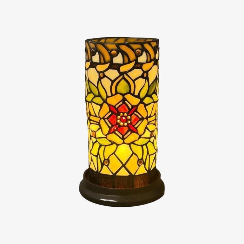 TF Angelique Art Nouveau Stained Glass Table Lamp - Handcrafted Floral Design for Living Room