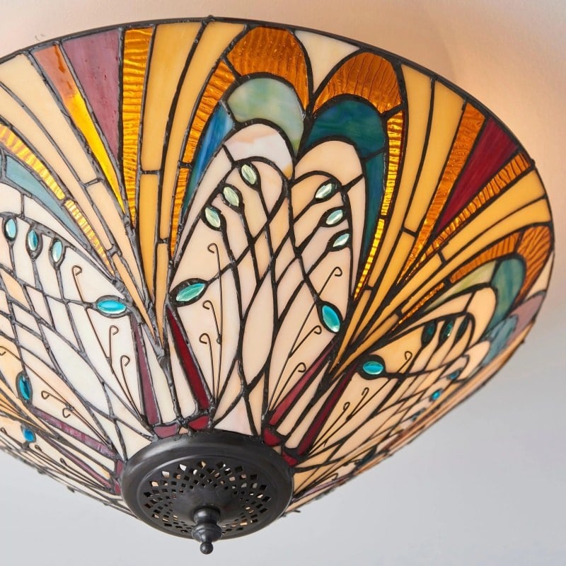 TF Hector Ceiling Light – Handcrafted Stained Glass Design Semi‑Flush or Pendant Fixture for Home