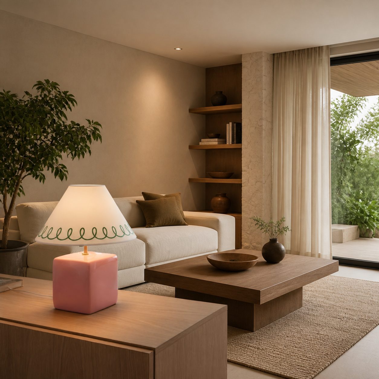 Aeva Ceramic Table Lamp - Modern Grace Design with Playful Polish