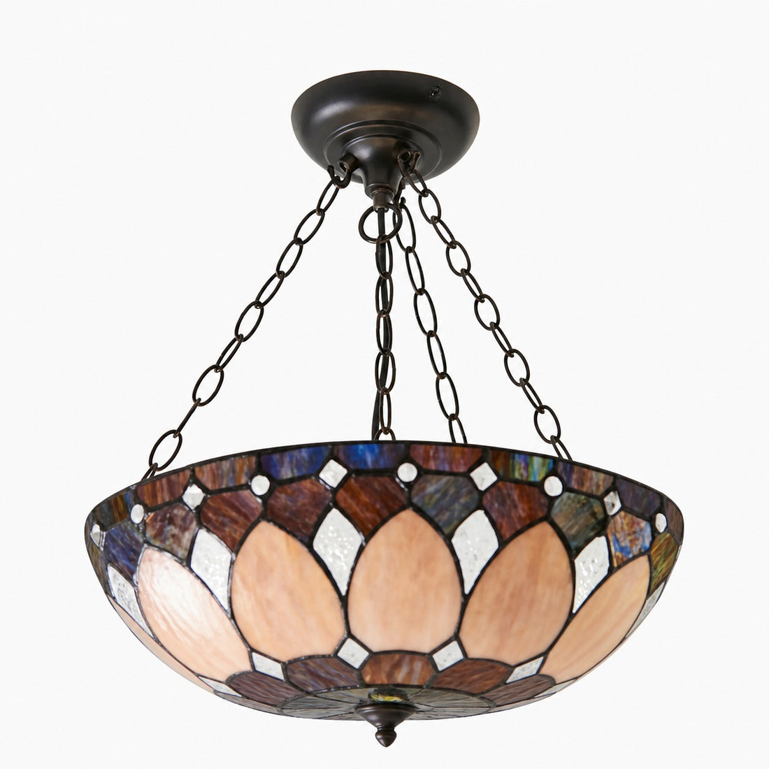 TF Brooklyn Inverted Pendant – Deco Glass Pendant Light with Adjustable Chain for Home Spaces