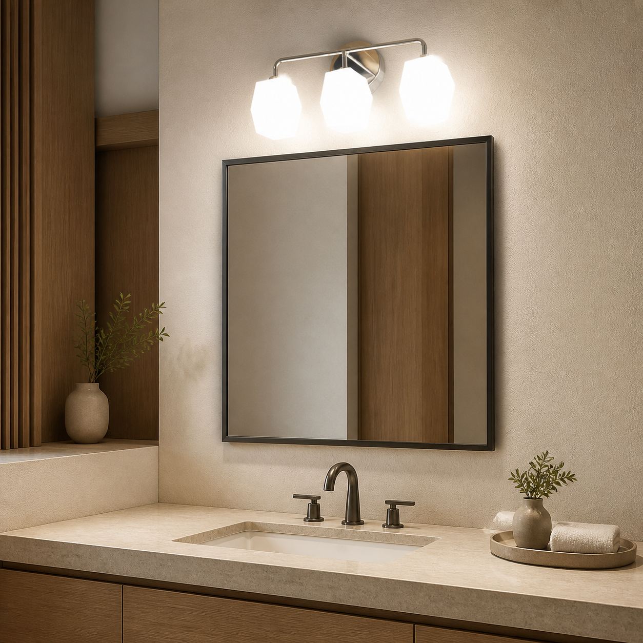 Talvior Geometric Modern Bathroom Sconce - Faceted Shade Light in Luxe Finishes