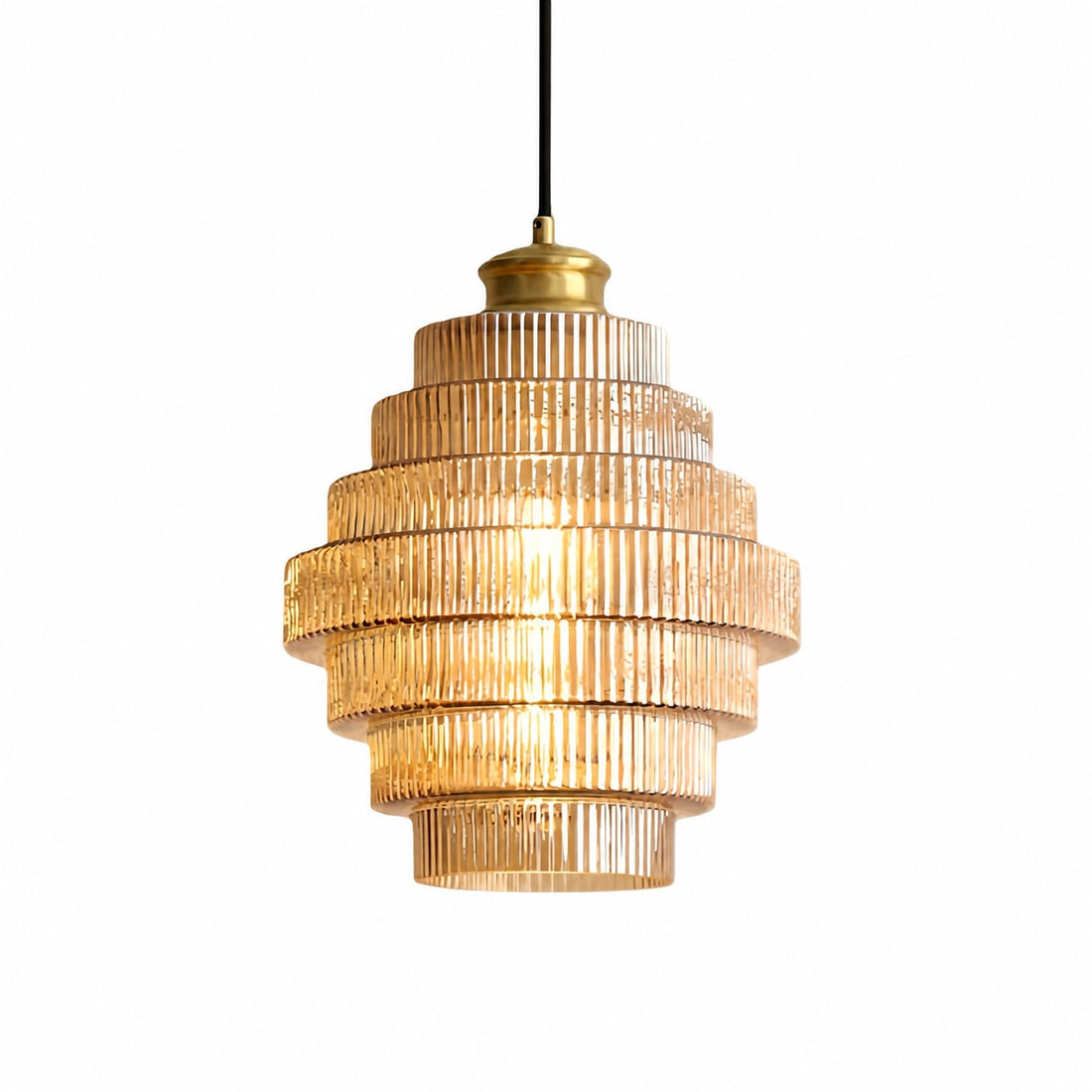 Bottis  Striped Glass Bottle Pendant Lamp with Artistic Vertical Shade U19