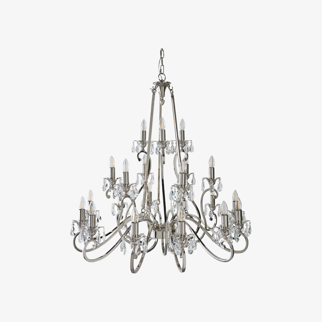 Talonis Crystal Chandelier - Traditional Candle-Style Brass and Nickel for Living Room and Dining Room