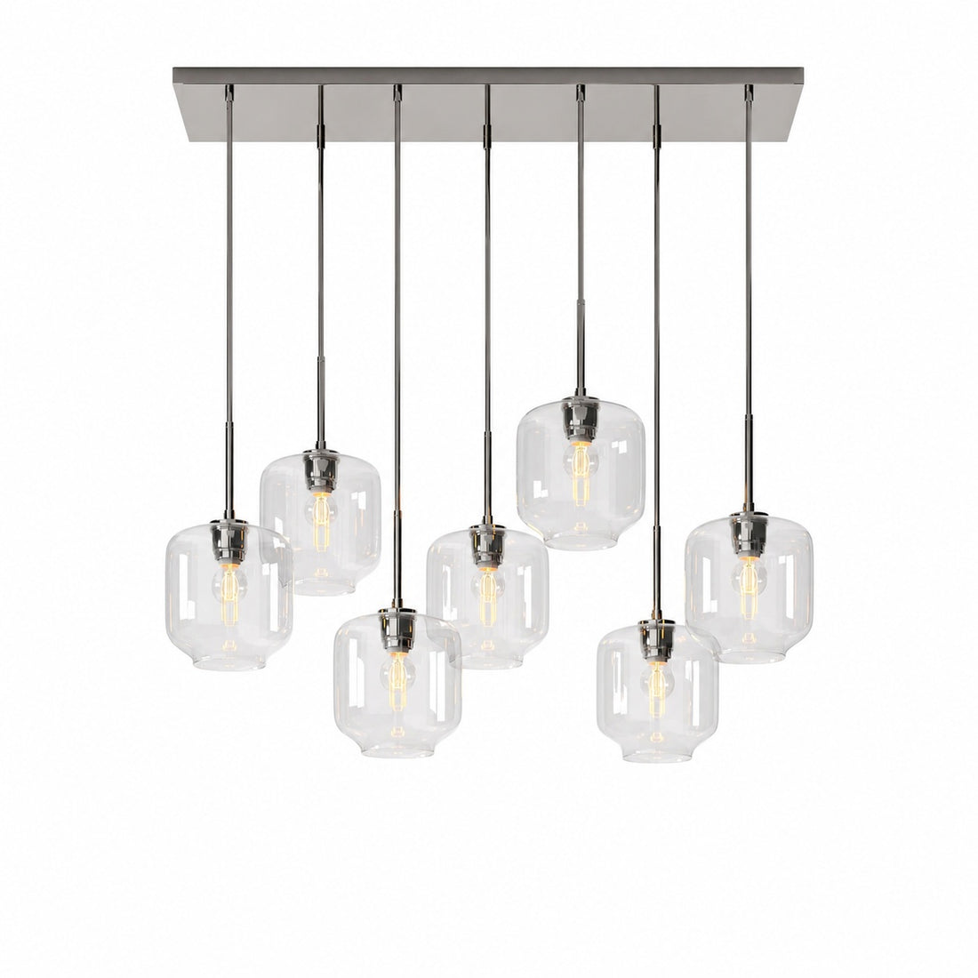 Lumivelle Sculptural 7-Light Chandelier – Adjustable Height Modern Glass Pendant