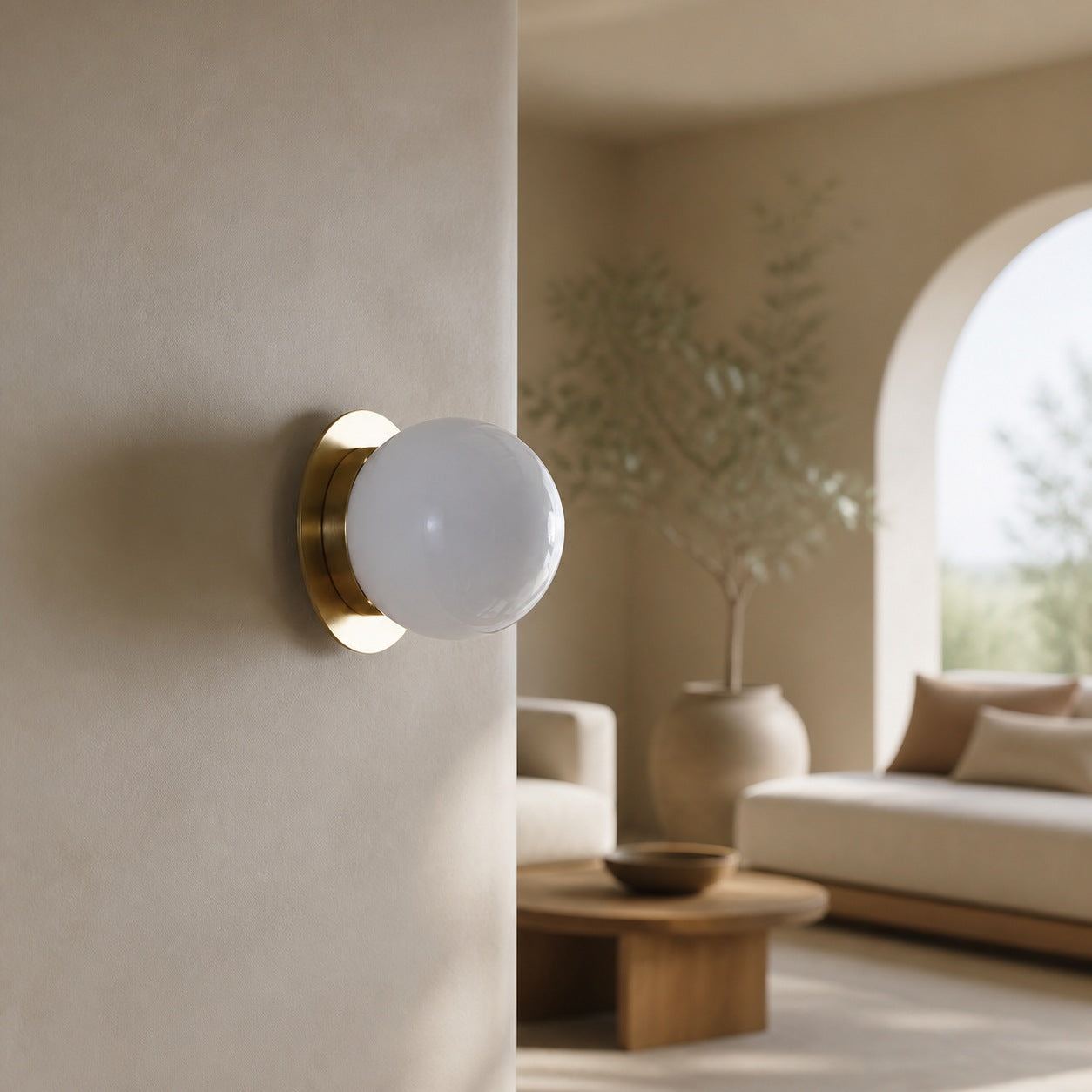 Rivolence Wall Sconce – Antique Brass Milk Glass Light