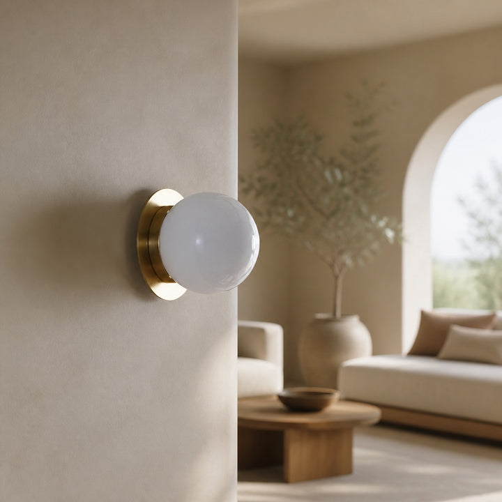 Rivolence Wall Sconce – Antique Brass Milk Glass Light