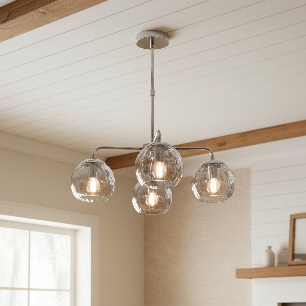 Tracian Glass Mid-Century Modern Globe Pendant Light for Dining Room