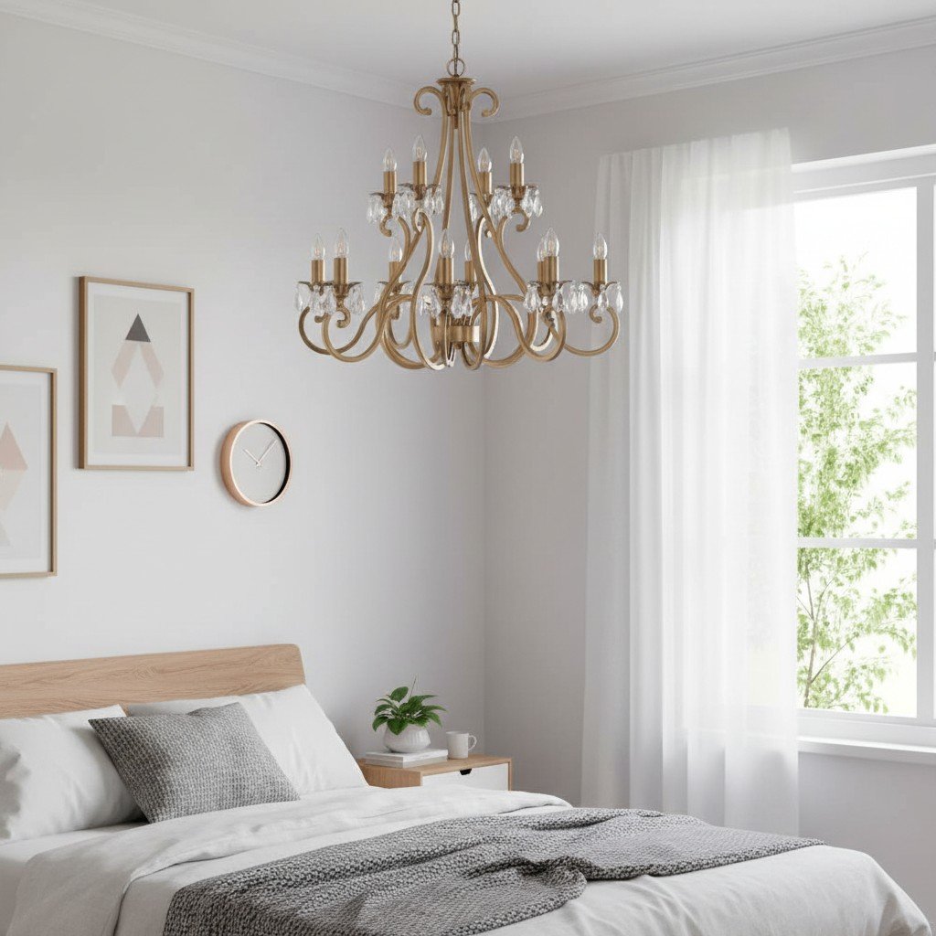 Talonis Crystal Chandelier - Traditional Candle-Style Brass and Nickel for Living Room and Dining Room
