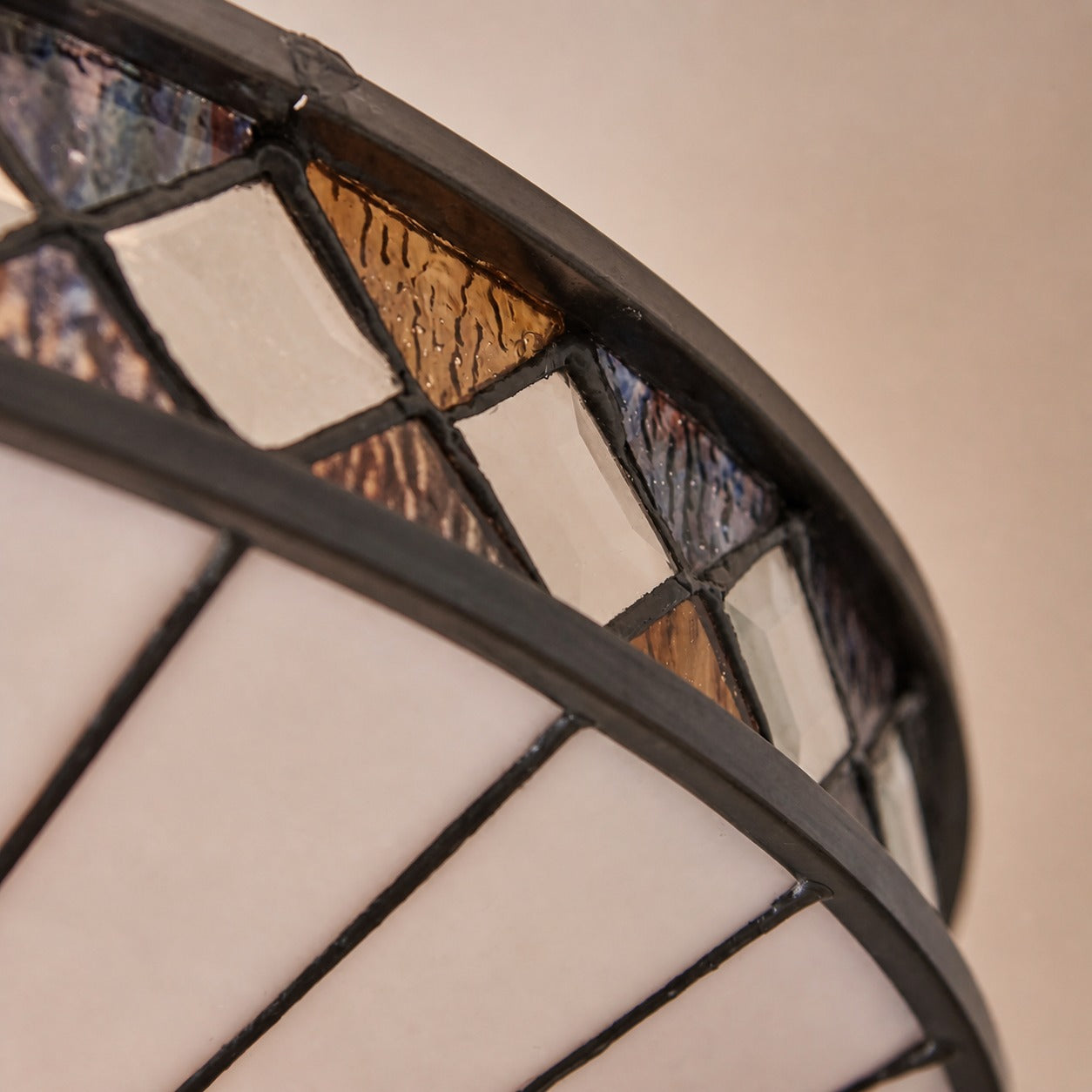 TF Fargo Geometric Flush Mount Light — Handcrafted Art Deco Stained Glass Lamp for Entryway