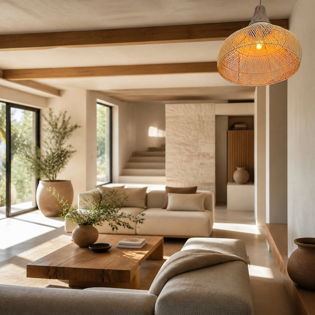 Harp Braided Rattan Pendant Lamp