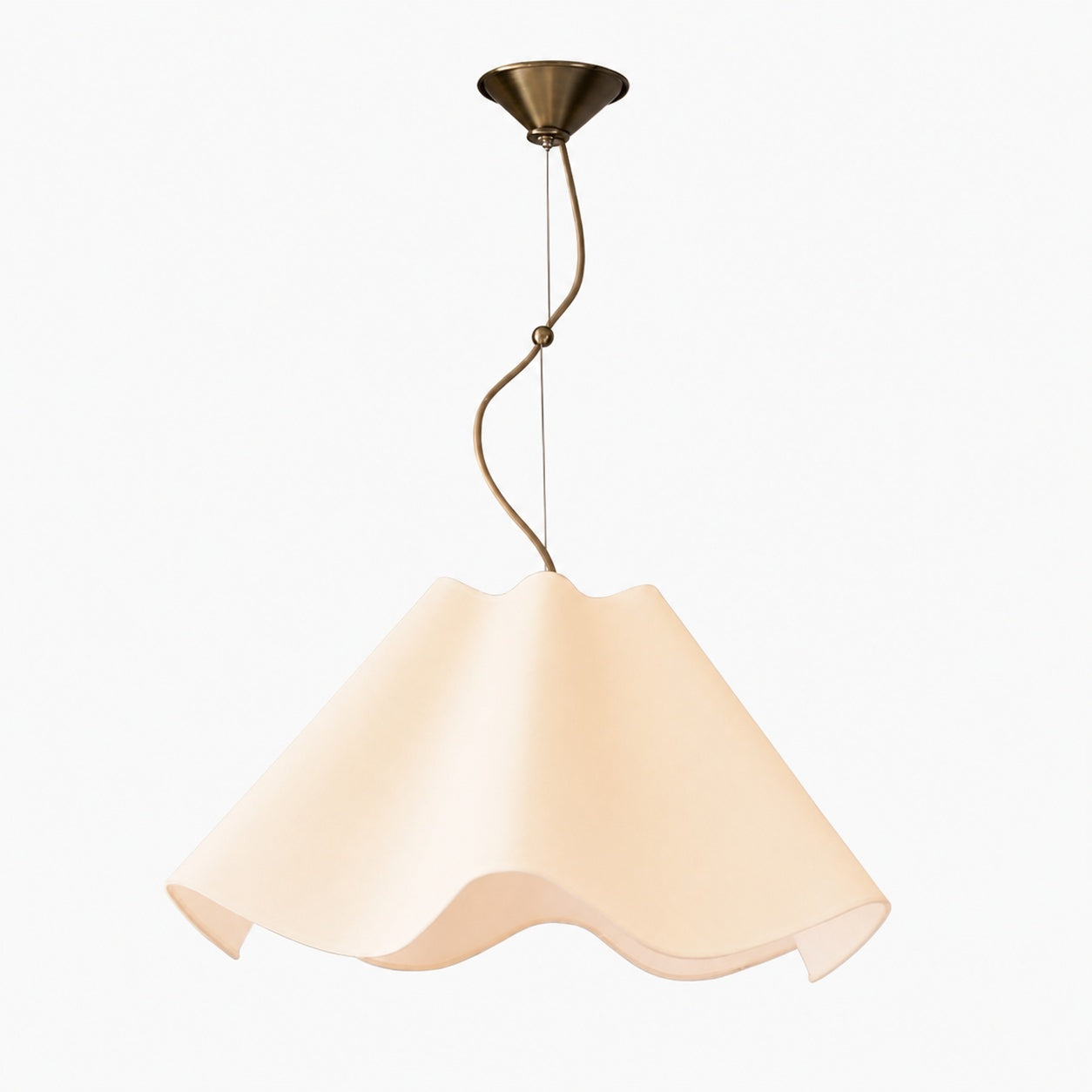 Oslan Ivory Linen Pendant Light - Scalloped Shade Modern Ceiling Lamp