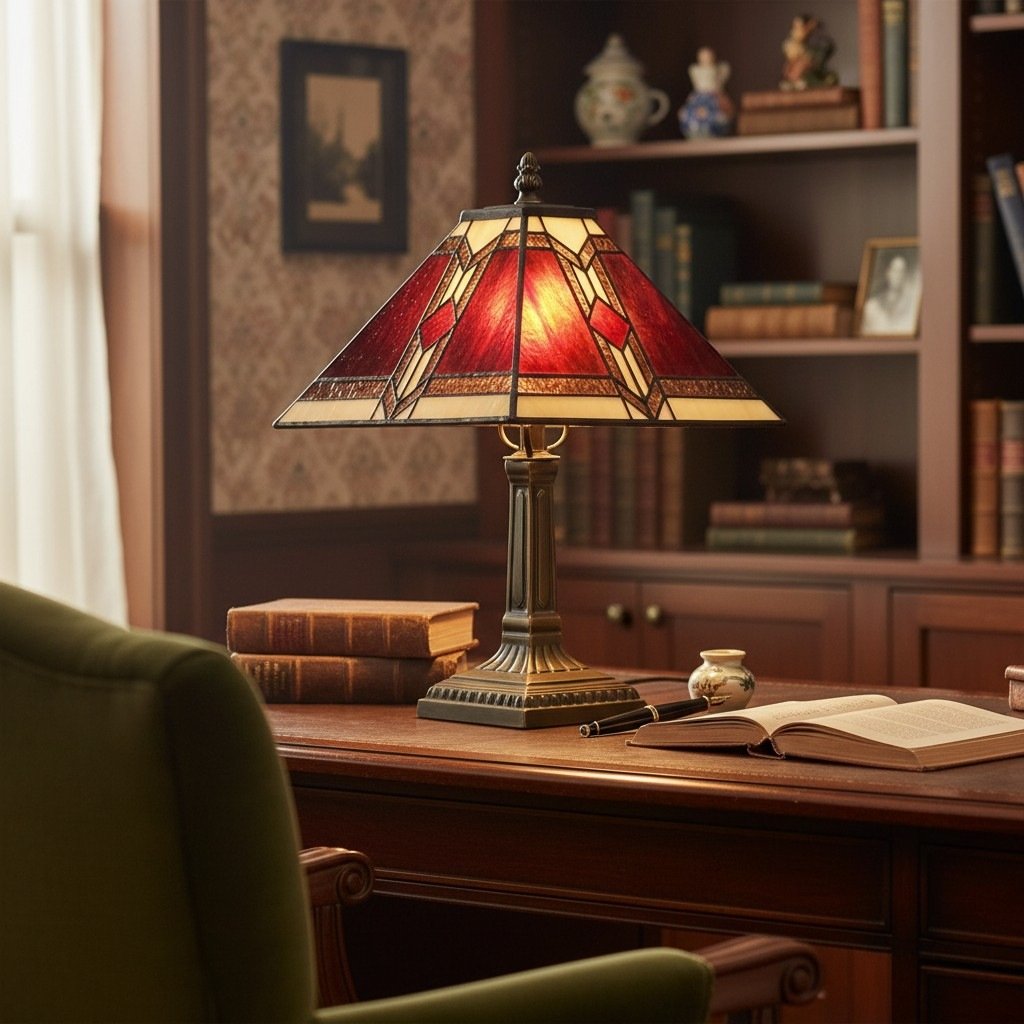 TiffStar Stained Glass Table Lamp – Vintage Style Stained Glass Suitable for Bedrooms and Living Rooms