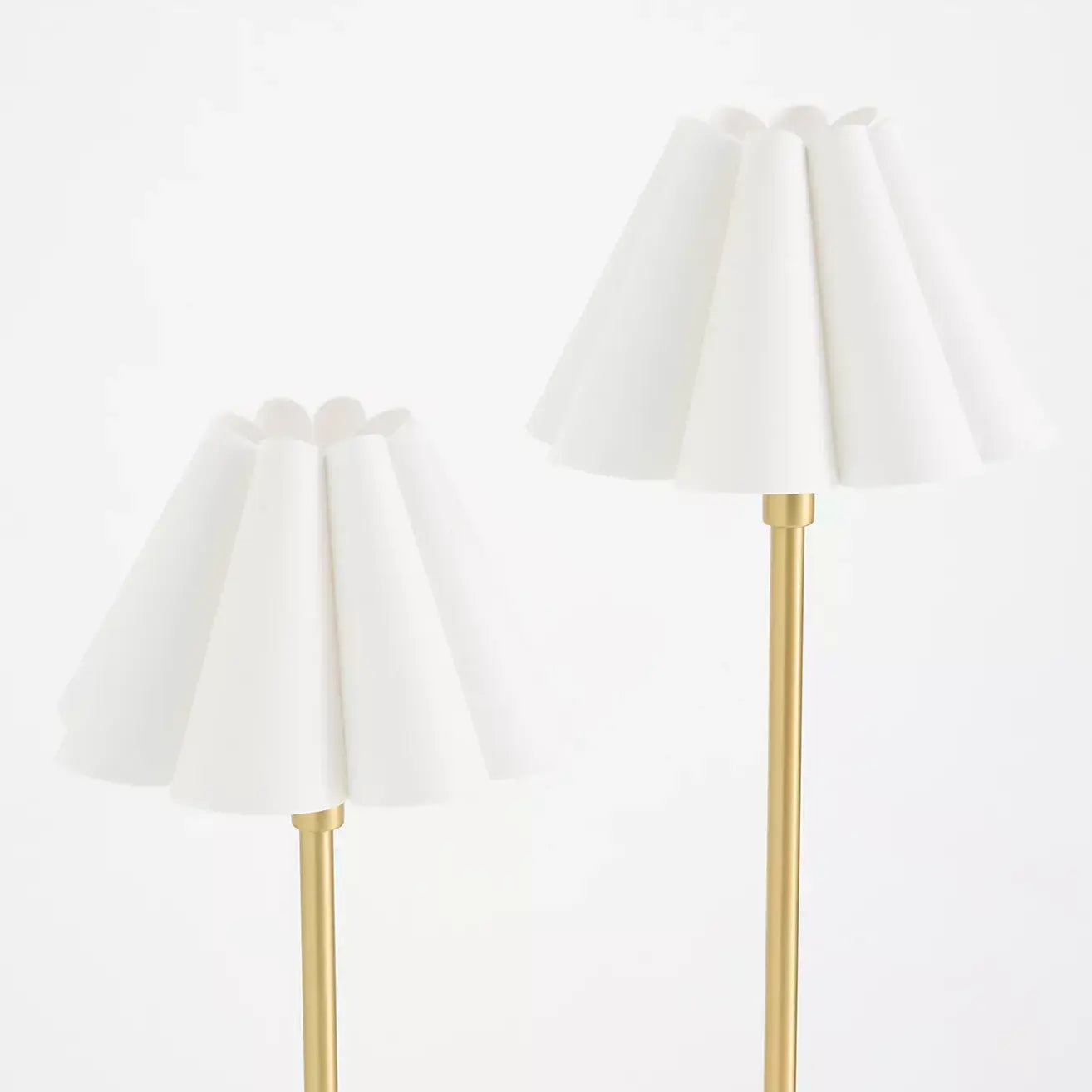 Duova Minimalist 2‑Light Floor Lamp - Modern Pleated Fabric Metal Light for Bedroom or Living Room