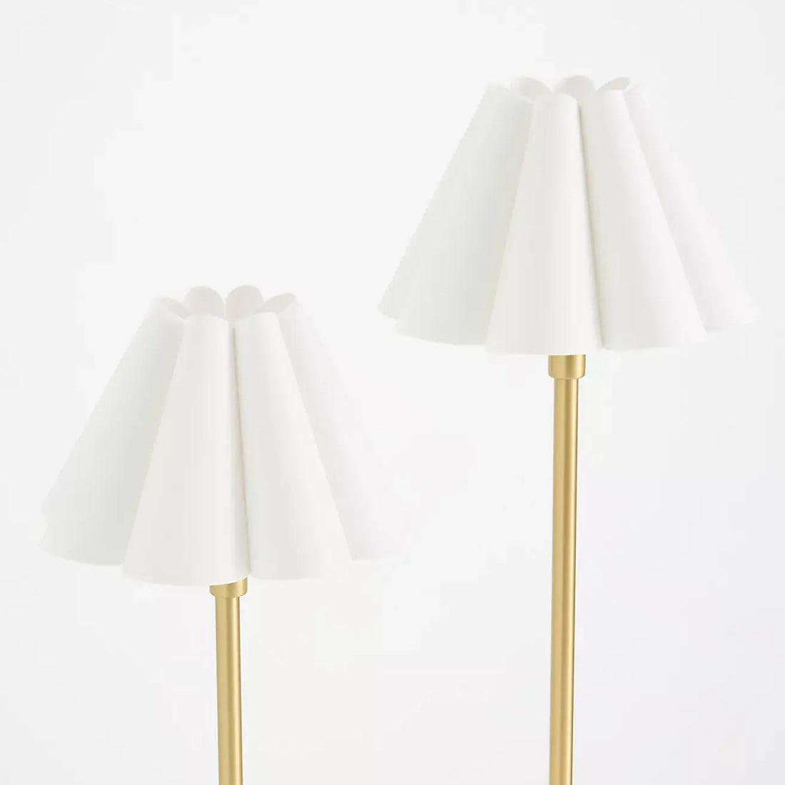 Duova Minimalist 2‑Light Floor Lamp - Modern Pleated Fabric Metal Light for Bedroom or Living Room