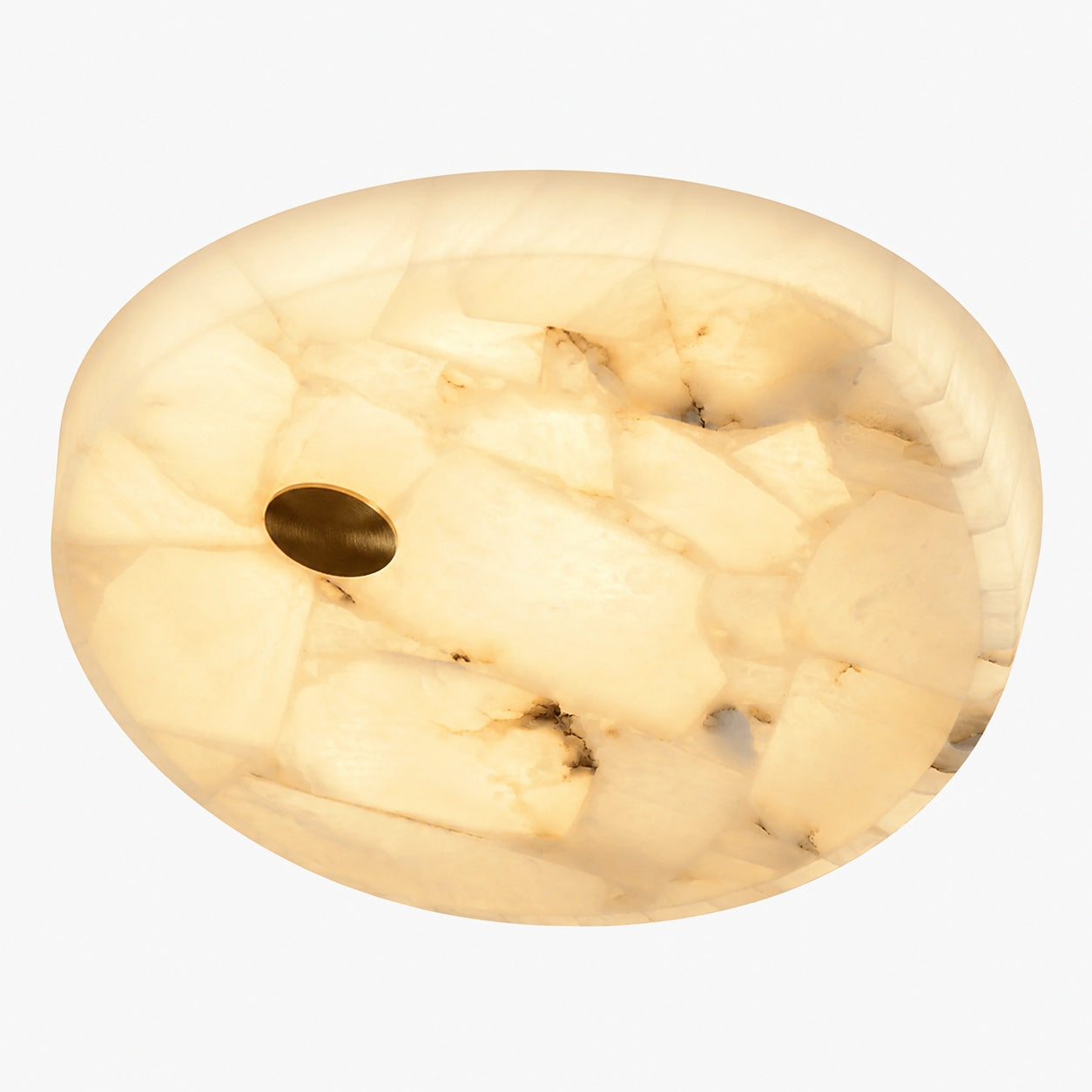 AlbaSphere Modern Round Ultra Thin Ceiling Lamp - Alabaster Contemporary Home Lighting