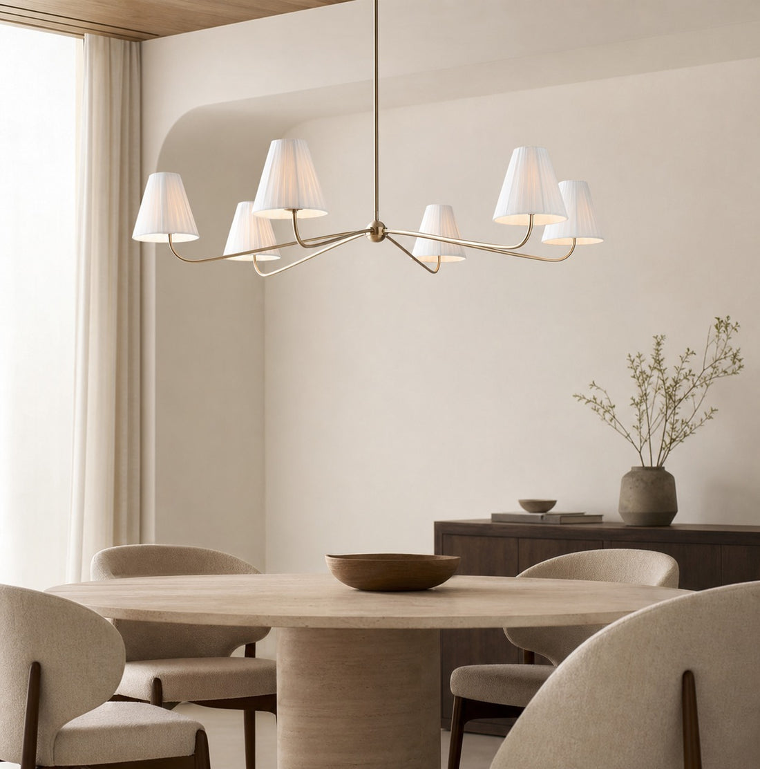 Fibura Metal Modern Linen Shade Linear Chandelier - Clean Lines