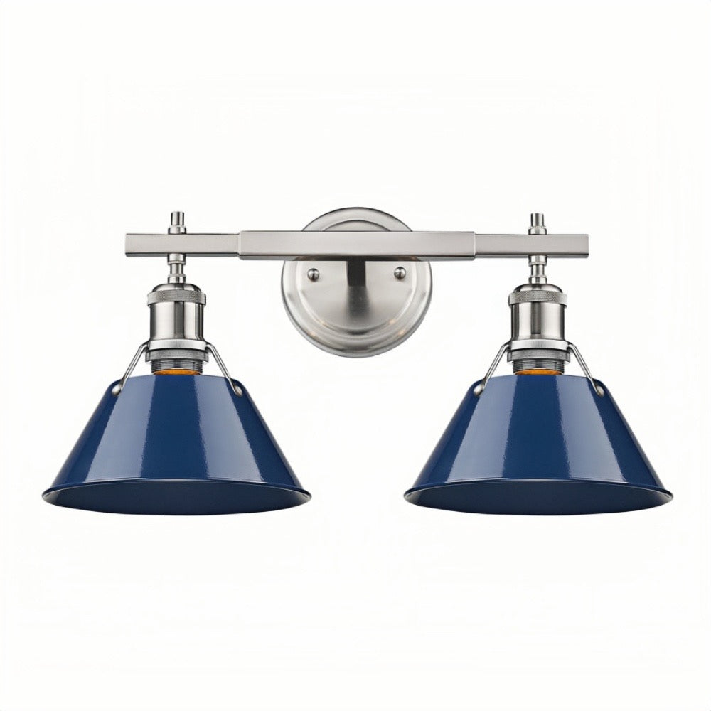 Industrial Two Light Vanity Wall Light - Metal Bathroom Mirror Wall Lights