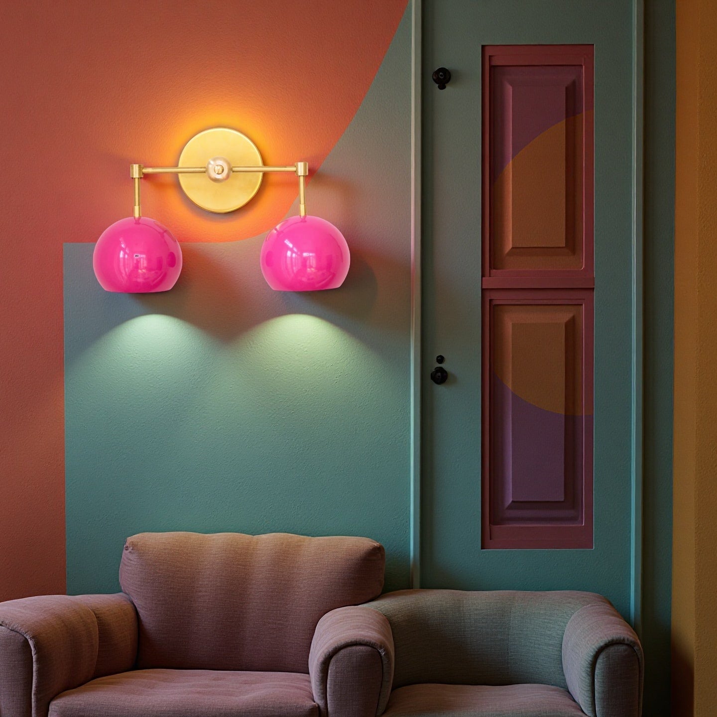 Doll Pink Wall Sconce - Double Head Globe-shaped Bath Wall Light
