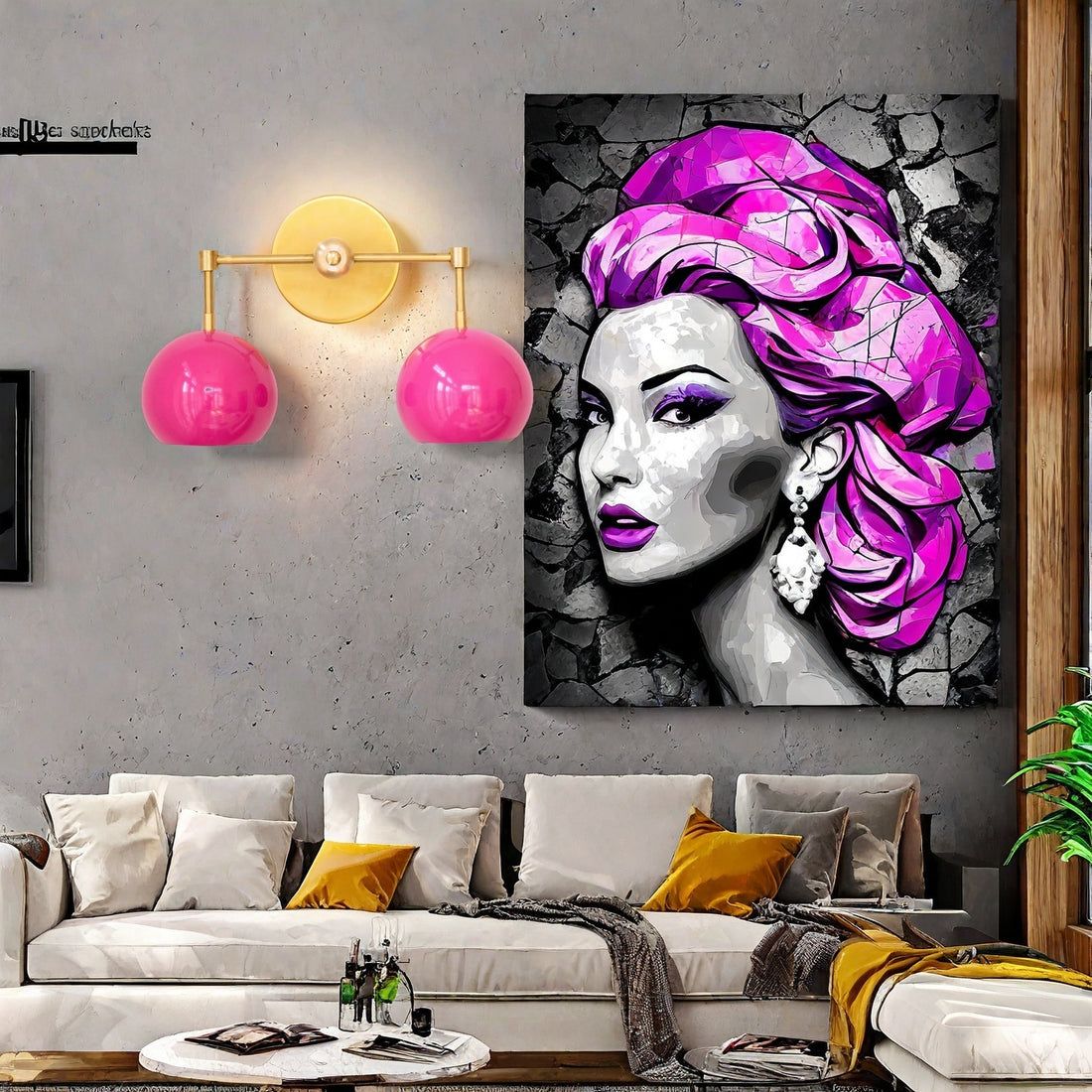 Doll Pink Loa Wall Sconce - Double Head Globe-shaped Bath Wall Light