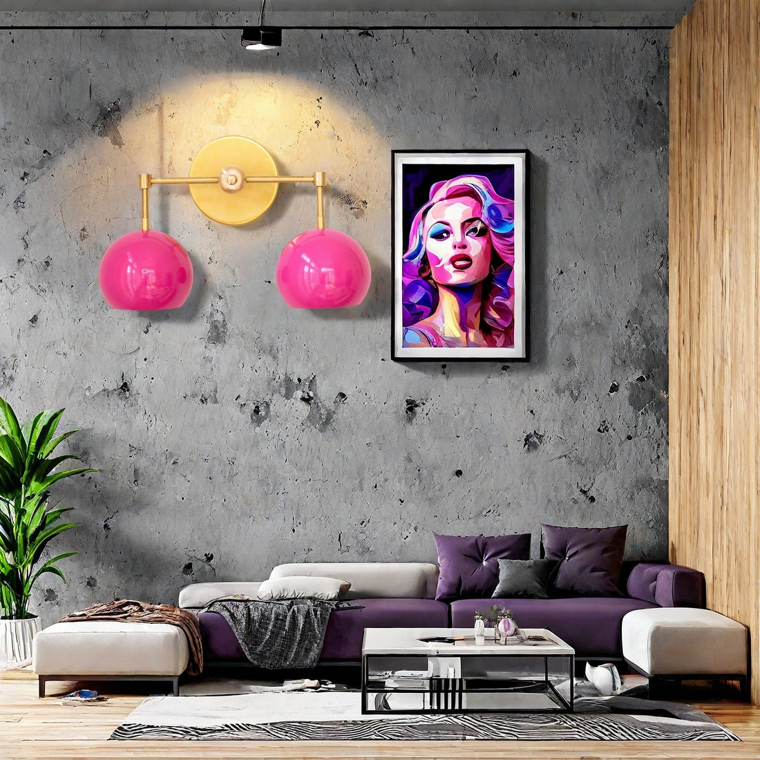 Doll Pink Loa Wall Sconce - Double Head Globe-shaped Bath Wall Light