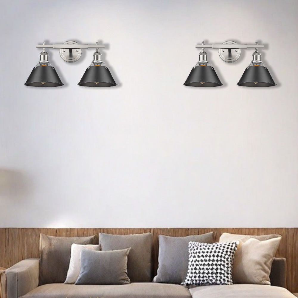 Industrial Two Light Vanity Wall Light - Metal Bathroom Mirror Wall Lights