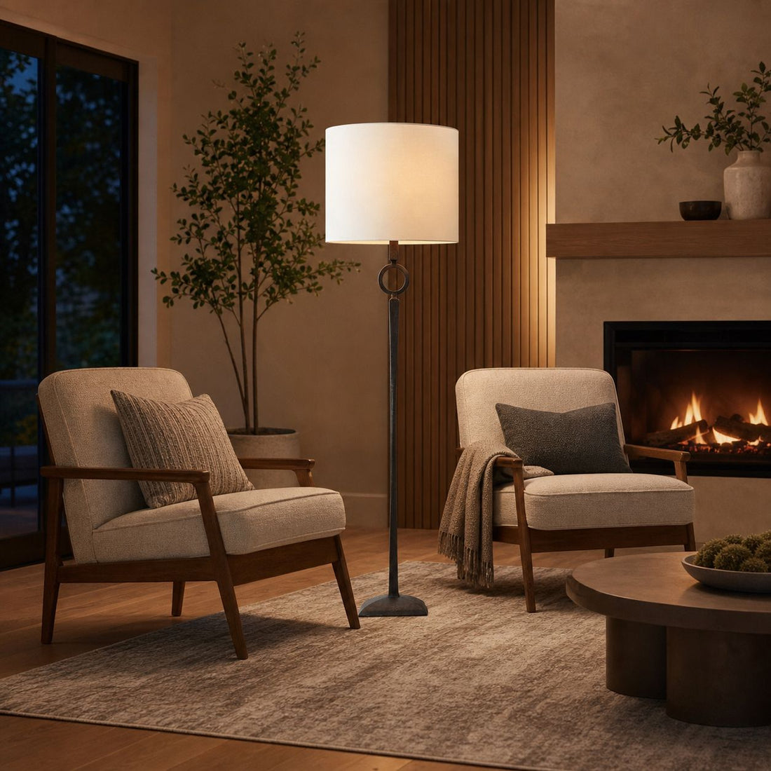 Trova Wrought Iron Floor Lamp - Single-Pole Design for Bedroom and Office Lighting