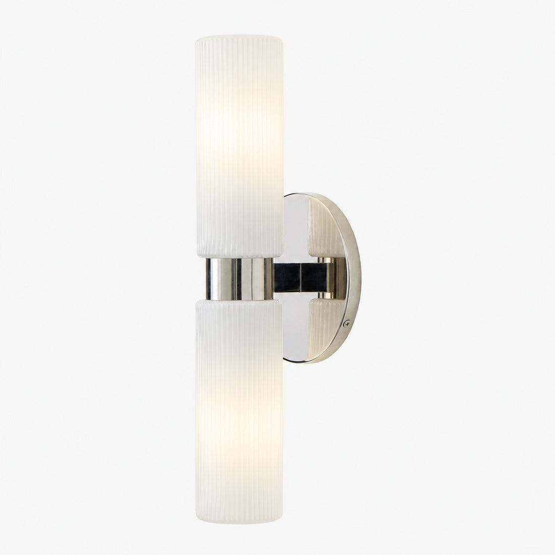 Rivora Fluted Glass Double Short Sconce - Indoor Outdoor Wall Light Elegance
