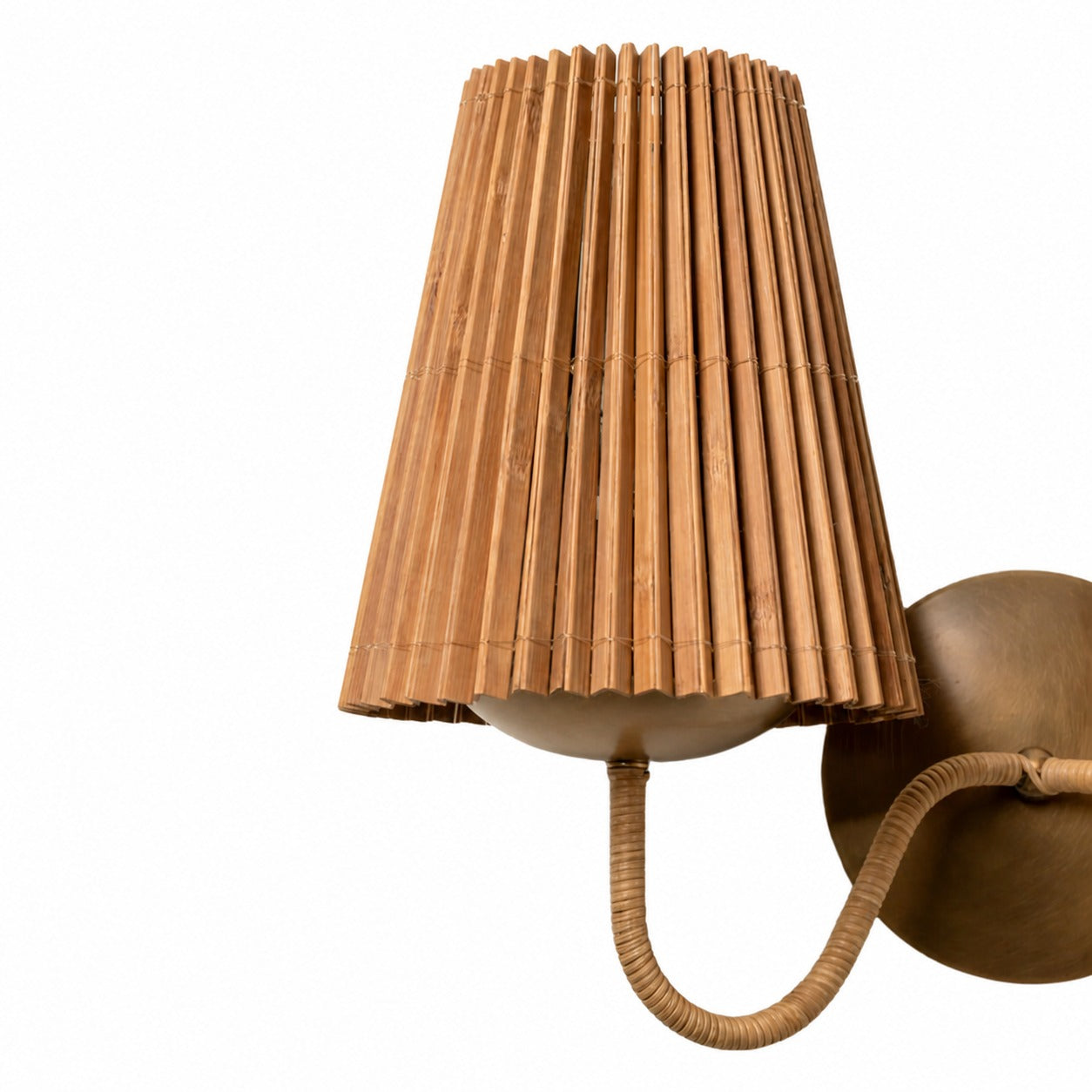 Zhoove Bamboo Wall Lamp - Pleated Natural Shade Design for Living Room or Bedroom