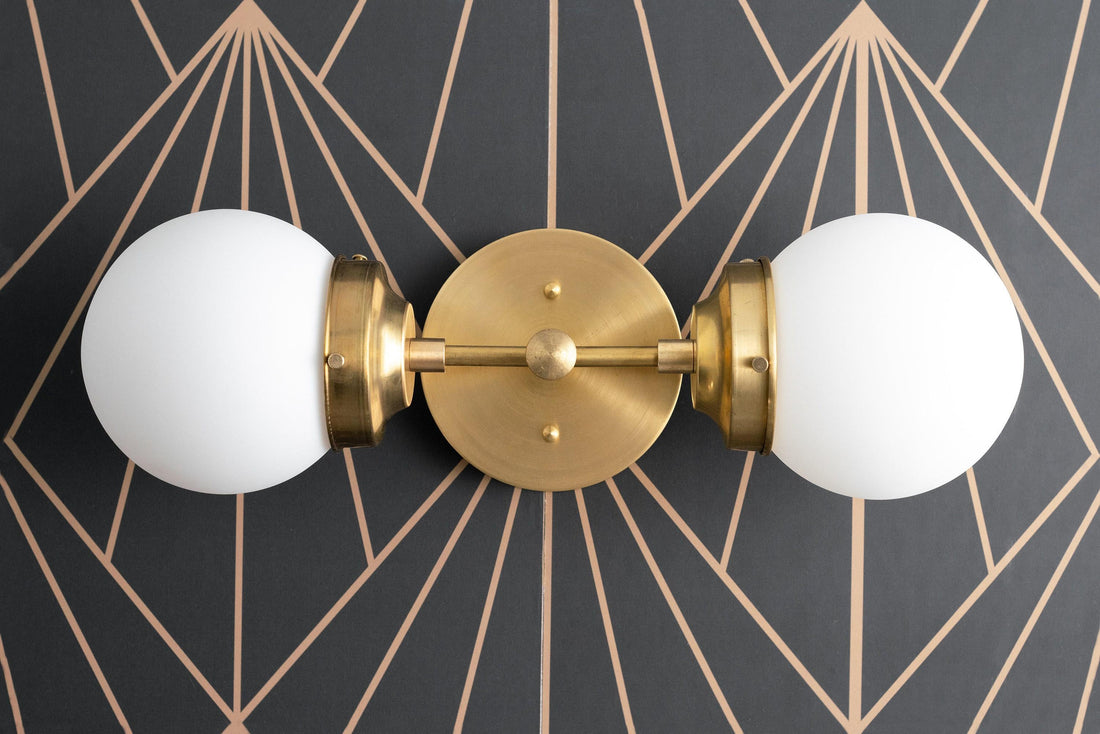 Lumio Globe Modern Geometric Sconce - Two Light Bathroom Vanity Lighting