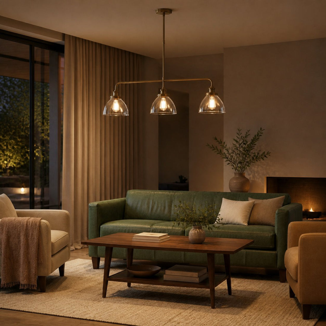 Novera Industrial 3 Light Linear Pendant Light - Modern Metal Style for Kitchen & Dining Room
