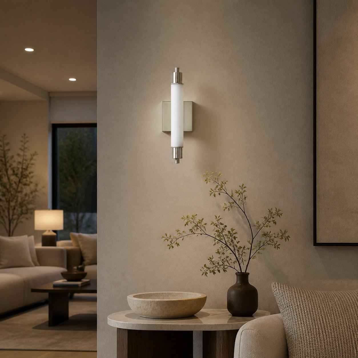 Ornato Luxe Modern Vanity Sconce - Art Deco Wall Light with Cylinder Shade
