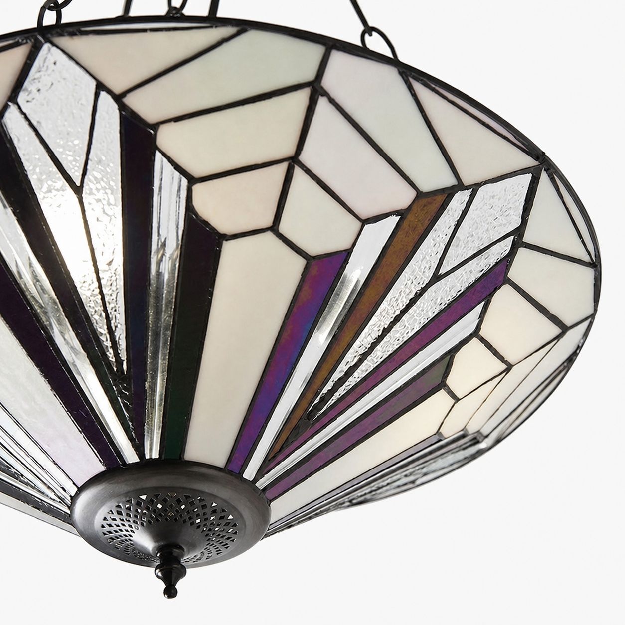 TF Astoria Decorative Stained Glass Semi Flush Light – Art Deco Ceiling Fixture for Entryways & Lounges