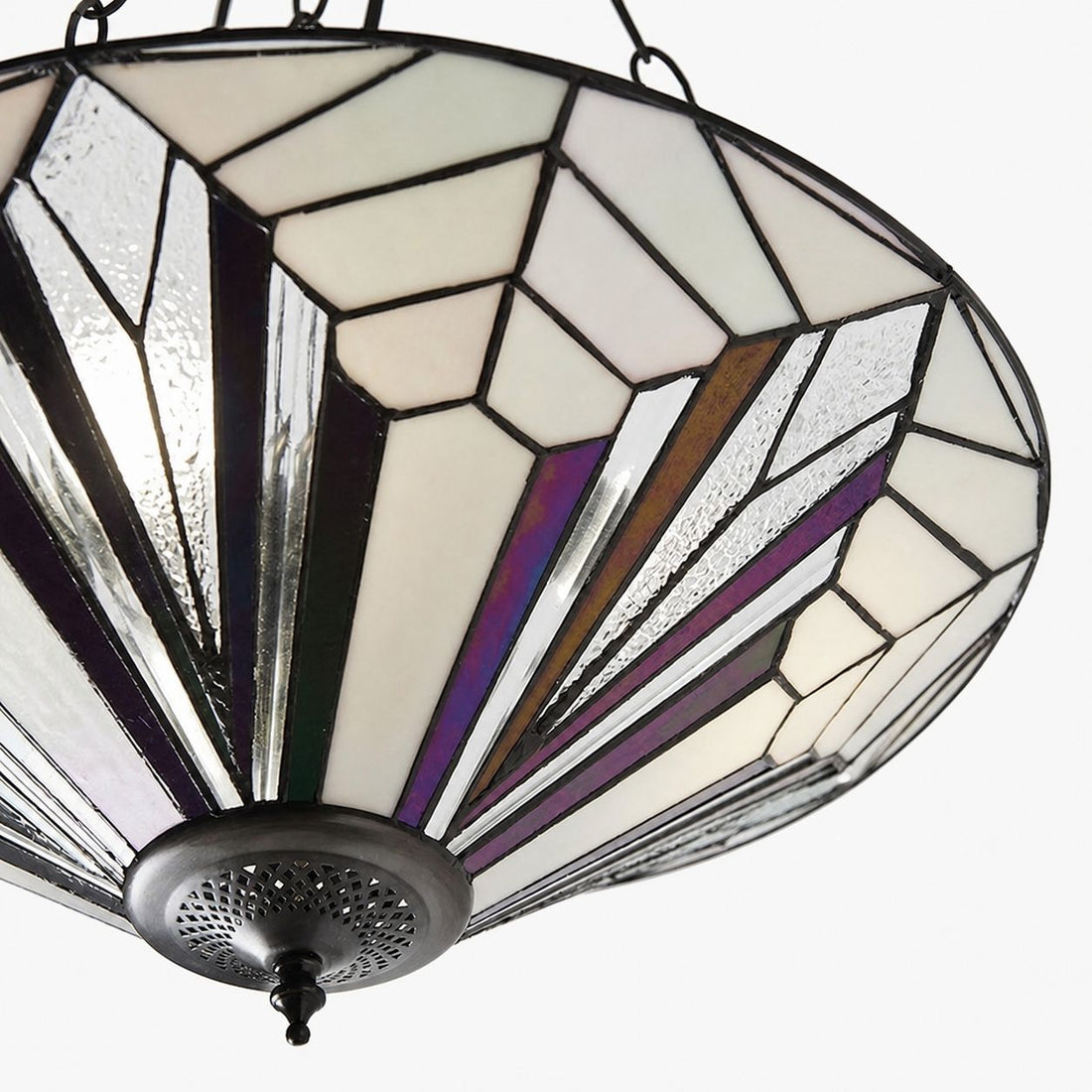 TF Astoria Decorative Stained Glass Semi Flush Light – Art Deco Ceiling Fixture for Entryways & Lounges