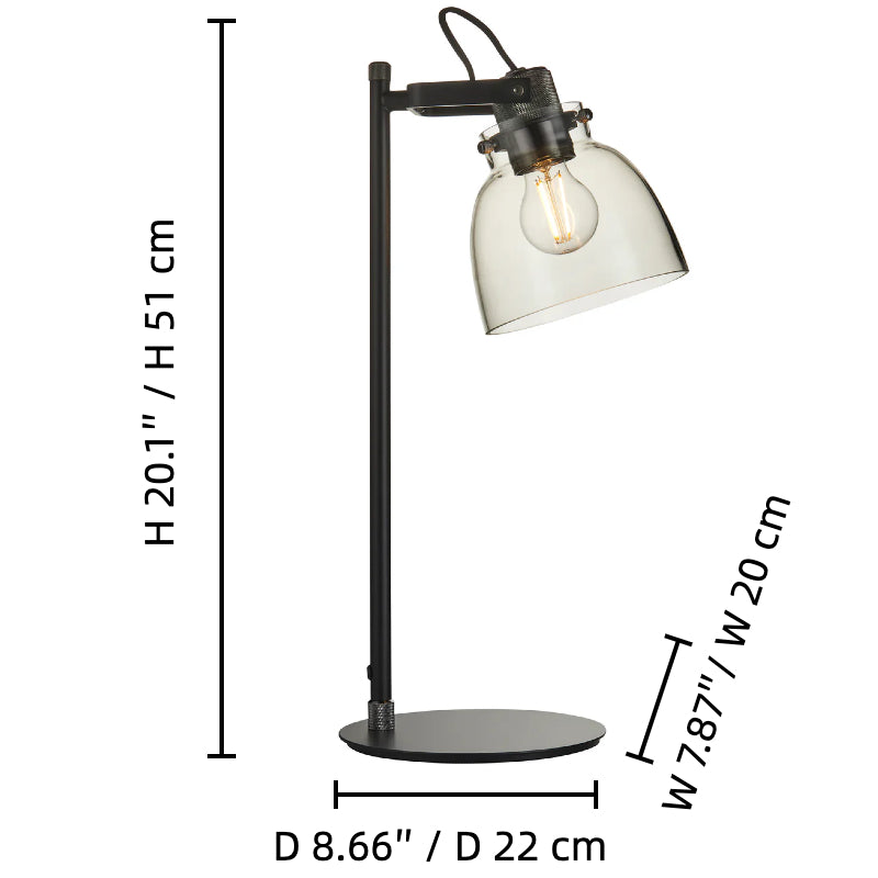 Readium Adjustable Table Lamp - Industrial Metal and Dome Glass for Bedroom and Study